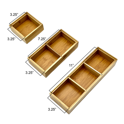 Bam & Boo 6 Piece Stackable Bamboo Compartment Jewelry Organizer Tray Set