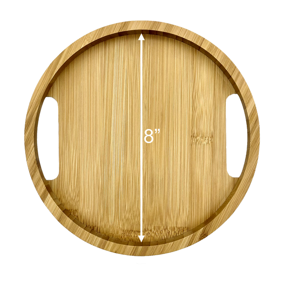 Bam & Boo 9" Natural Bamboo Modern Circular Serving Tray with Handles