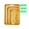12" x 8" Bam & Boo Natural Bamboo Modern Serving Tray with Handles