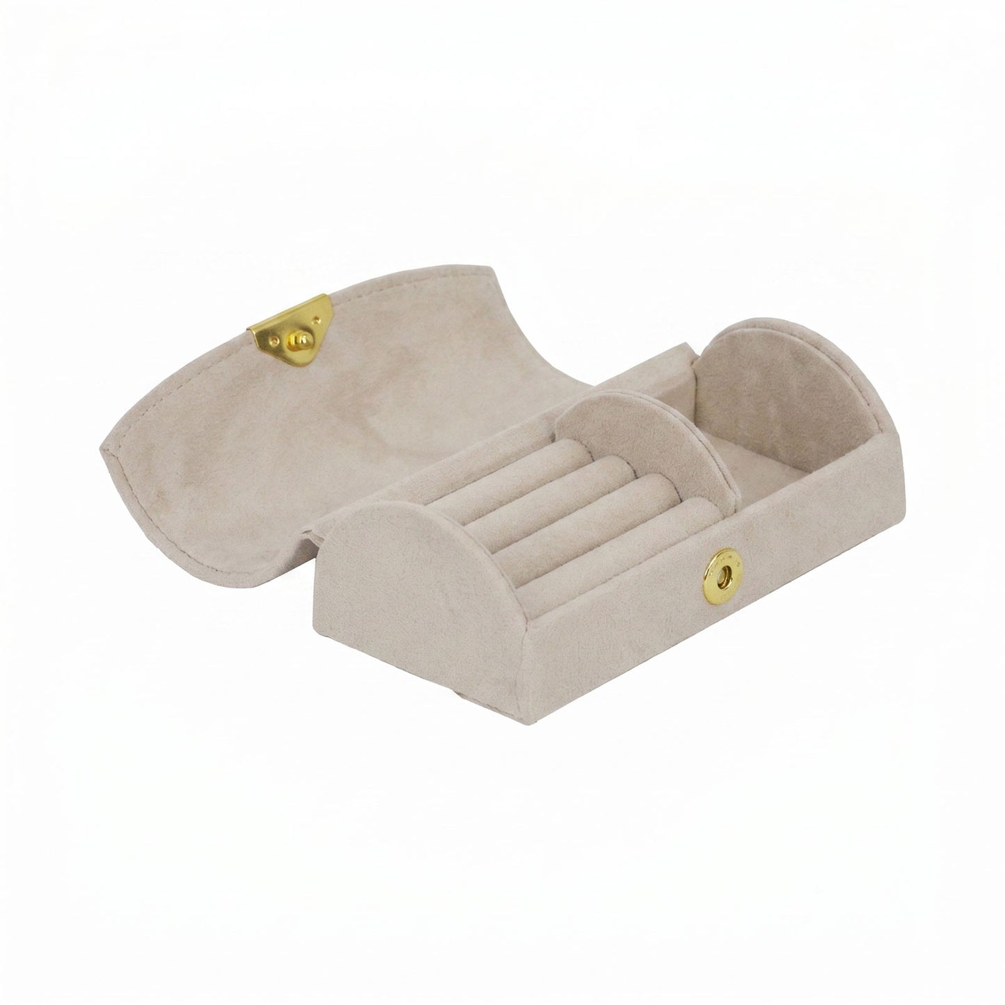 Beige Half-Moon Portable Jewelry Organizer Storage Case