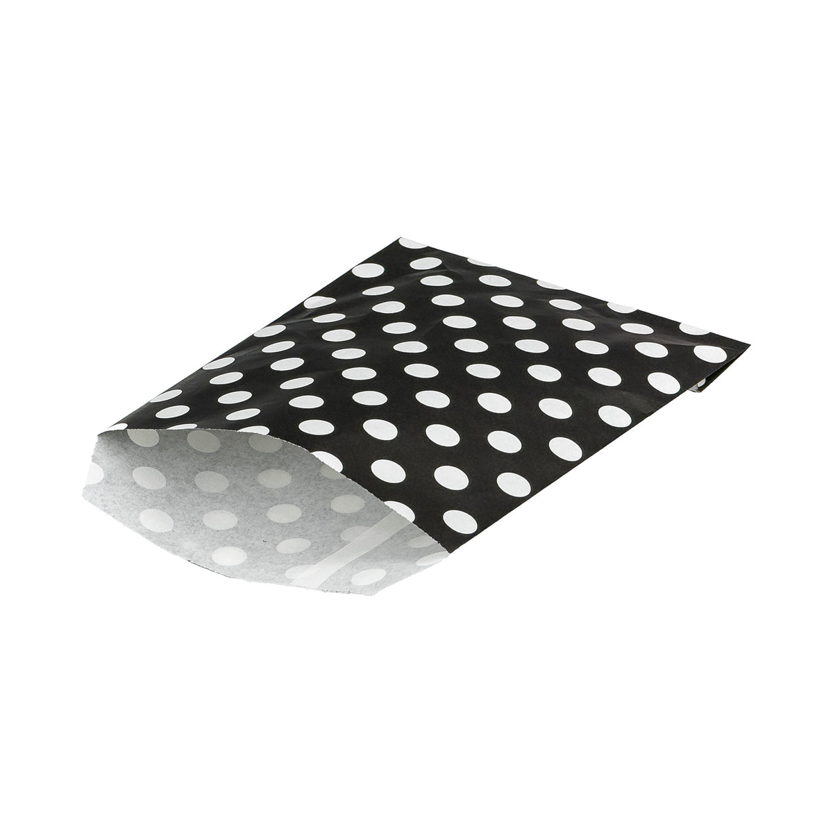 5" x 7" Black and White Polka Dot Flat Paper Gift Shopping Bags (100 Pack)