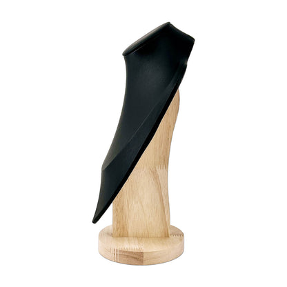 7" Black Leatherette Wood Base Necklace Bust Display