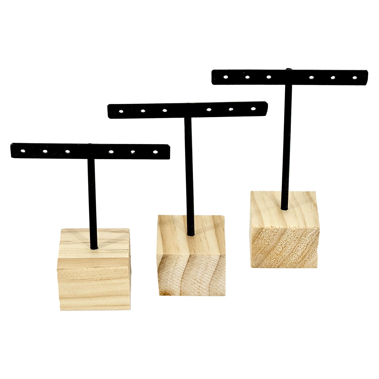 3 Tier Black Metal and Wood T-Bar Jewelry Display Stand Set – JPI Display