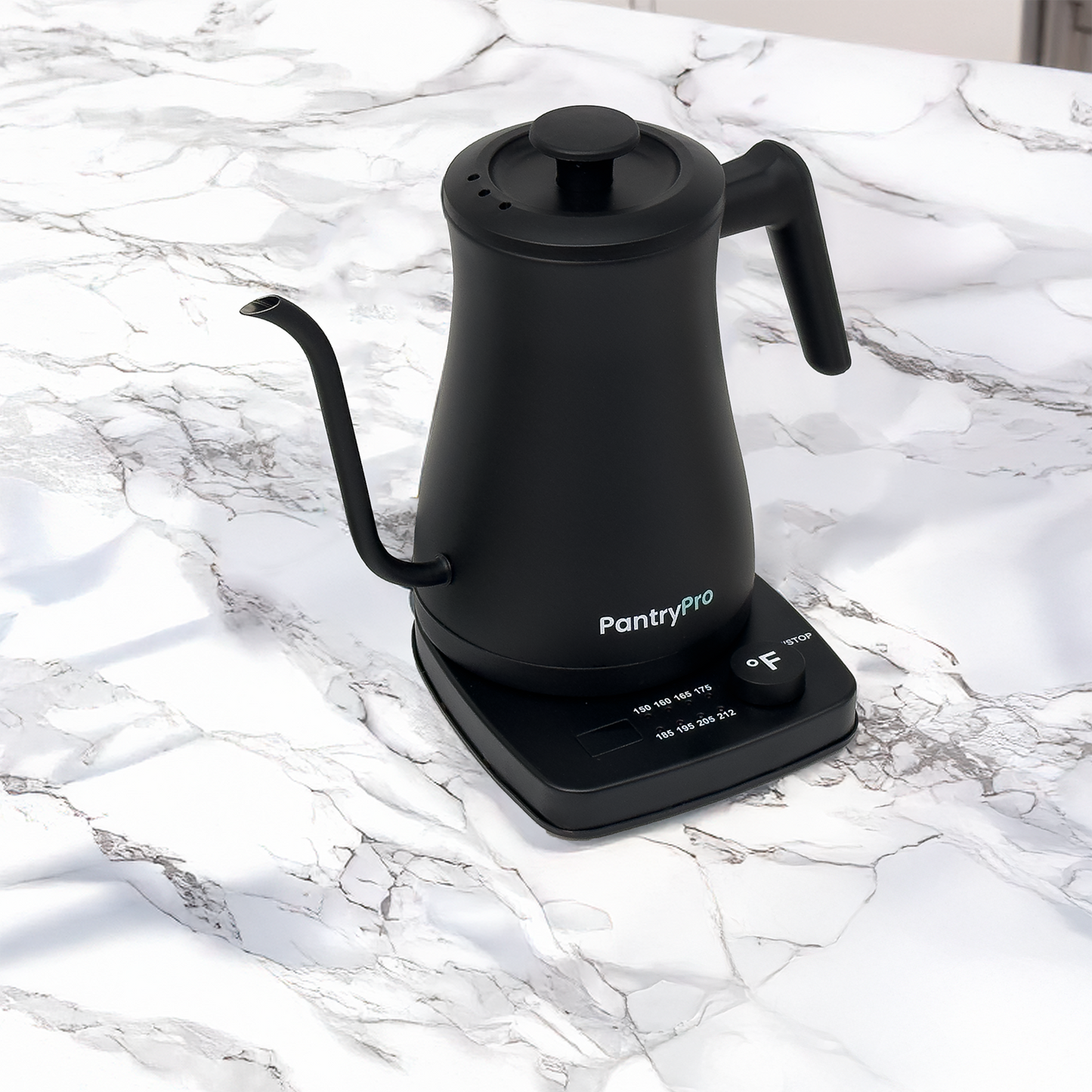 Black PantryPro 1L Rapid-Boil Electric Gooseneck Kettle