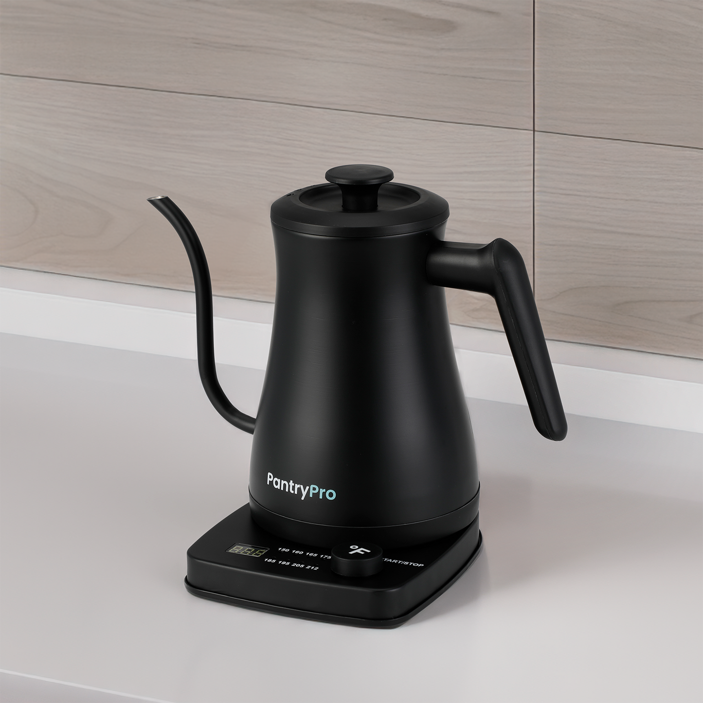 Black PantryPro 1L Rapid-Boil Electric Gooseneck Kettle