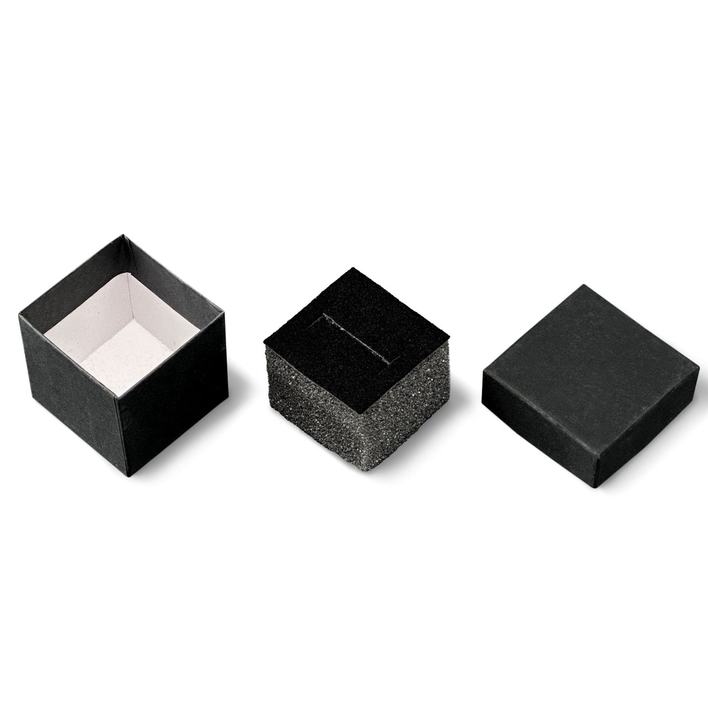 1 9/16" x 1 9/16" Black Paper Ring Box with Black Foam Insert