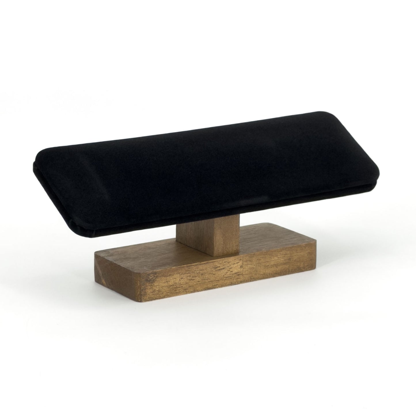 Black Velvet T-Bar Bracelet Display with Wood Base