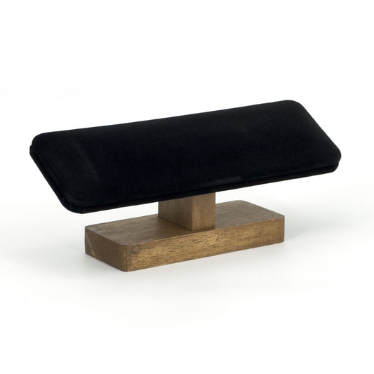 Black Velvet T-Bar Bracelet Display with Wood Base