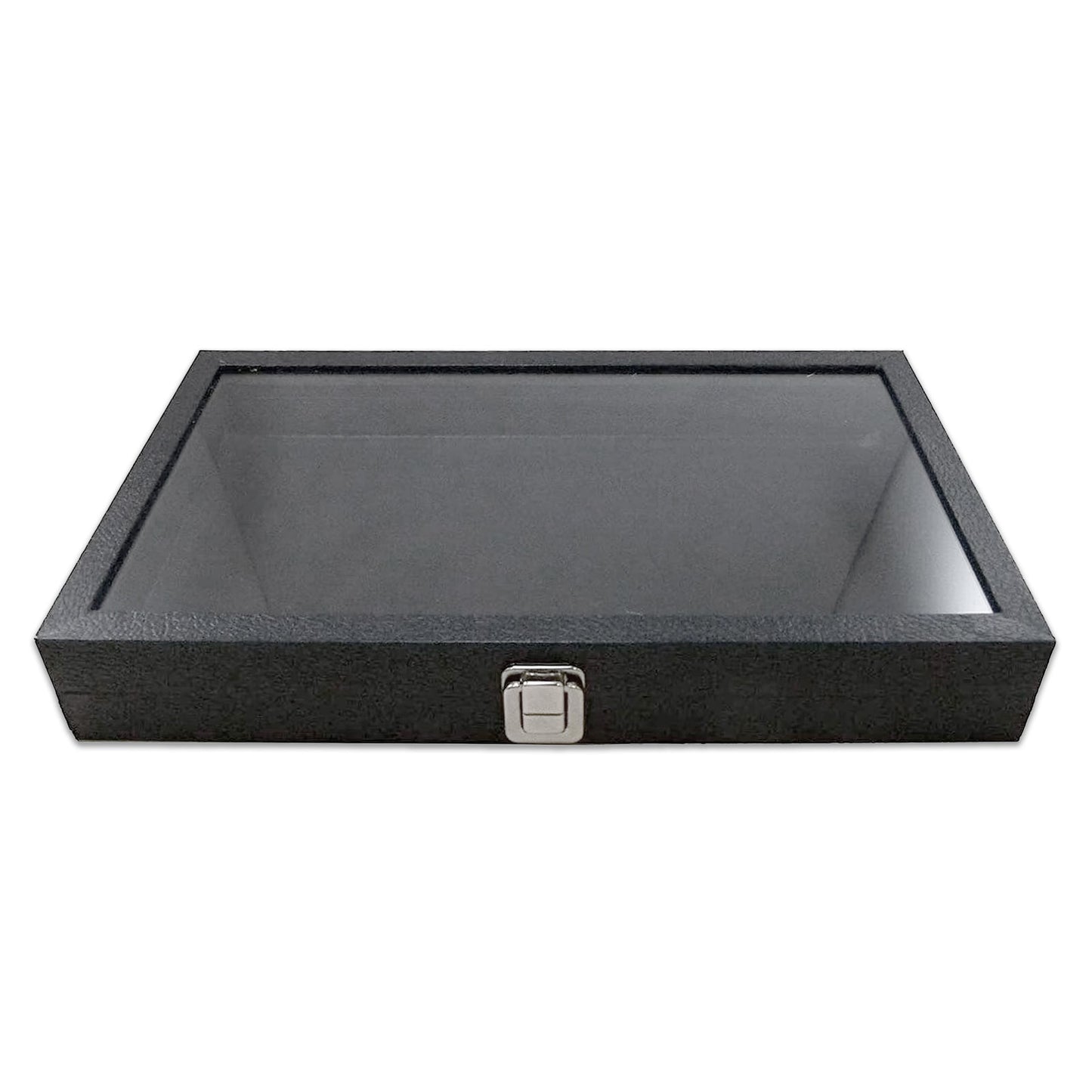 14 3/4" x 8 1/4" x 3" Black Wooden Case with Glass Lid