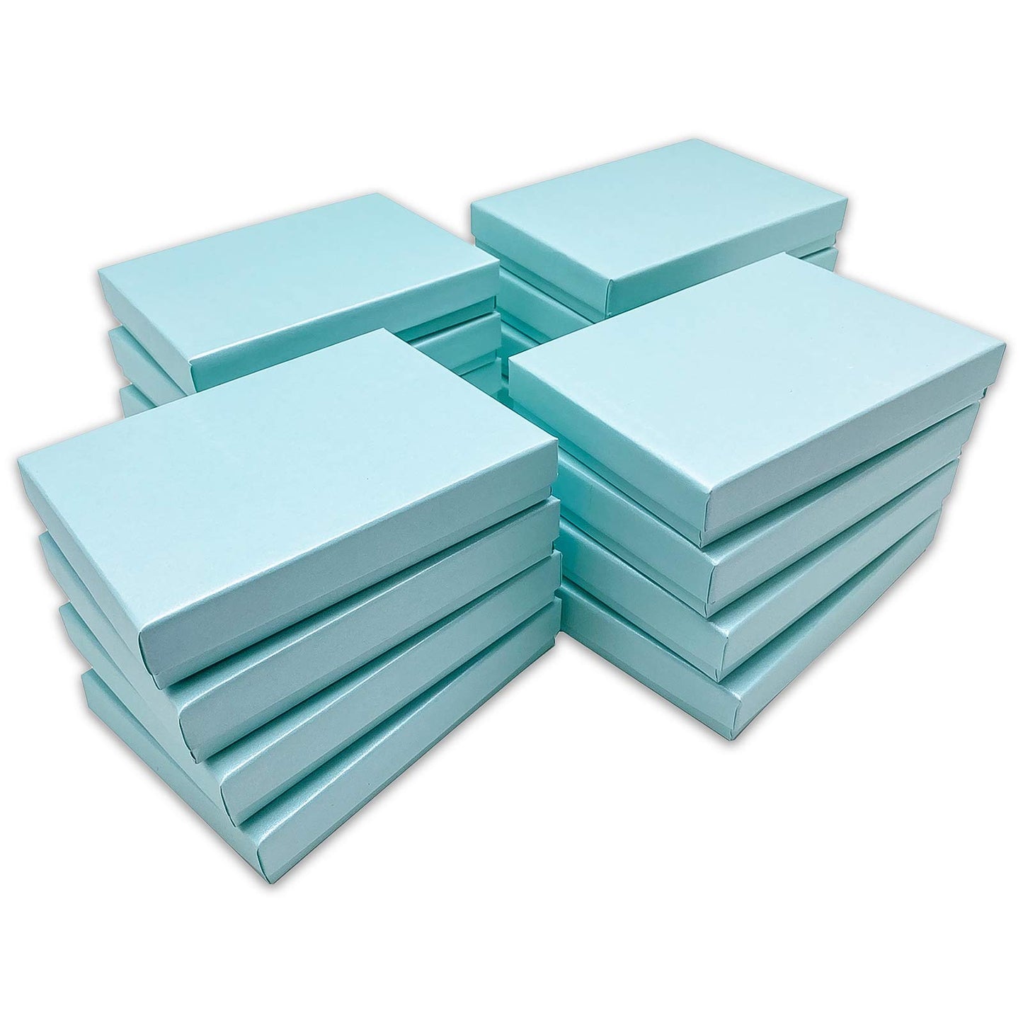 7 1/8" x 5 1/8" Light Pearl Teal Cotton Filled Paper Box