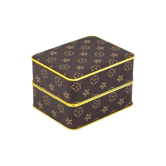 Brown Leatherette Monogram Luxury Pattern Watch Jewelry Box