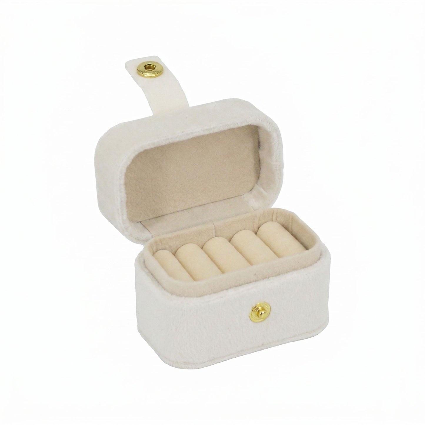 Cream Velvet Portable Jewelry Organizer Storage Case