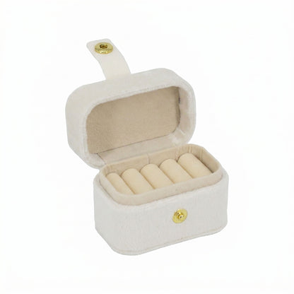 Cream Velvet Portable Jewelry Organizer Storage Case