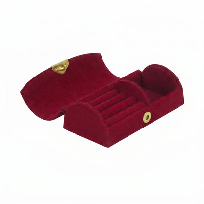 Crimson Red Half-Moon Portable Jewelry Organizer Storage Case