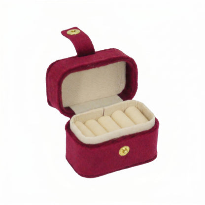 Crimson Red Velvet Portable Jewelry Organizer Storage Case