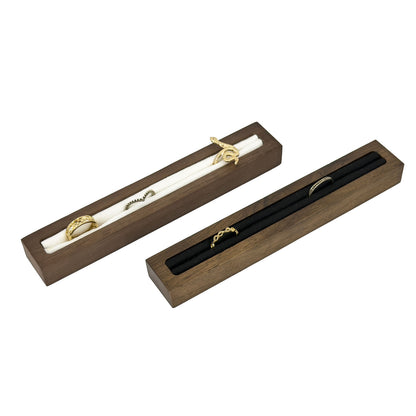 Dark Oak Black Velvet Single Slot Ring Display Tray