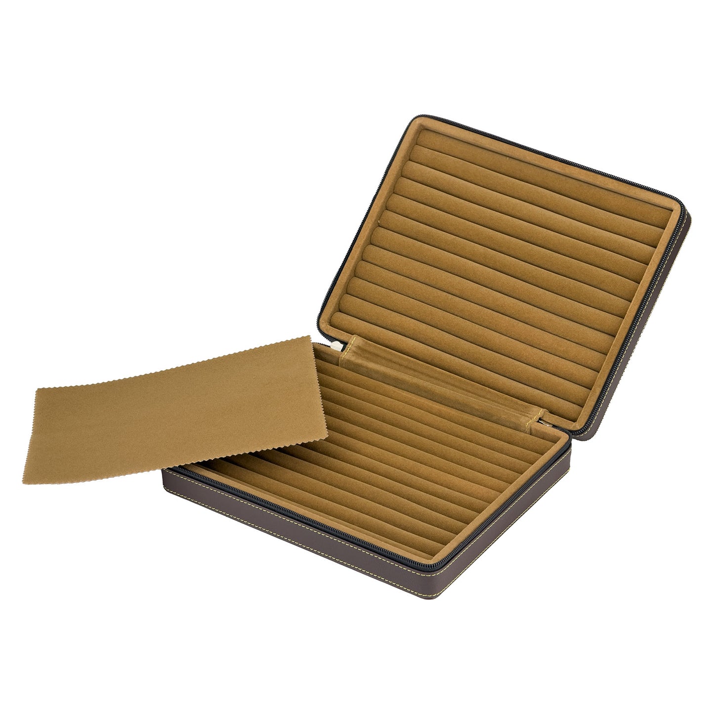 Double-Sided Leatherette Ring Organizer Travel Case with Zipper