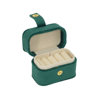 Emerald Green Velvet Portable Jewelry Organizer Storage Case