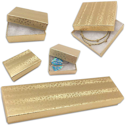 Cotton Filled Jewelry Box Assortment in Gold Foil