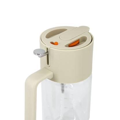 Glass Oil Dispenser with Sprayer and Fine-Mesh Filter