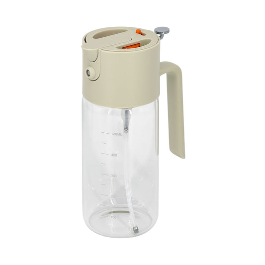Glass Oil Dispenser with Sprayer and Fine-Mesh Filter