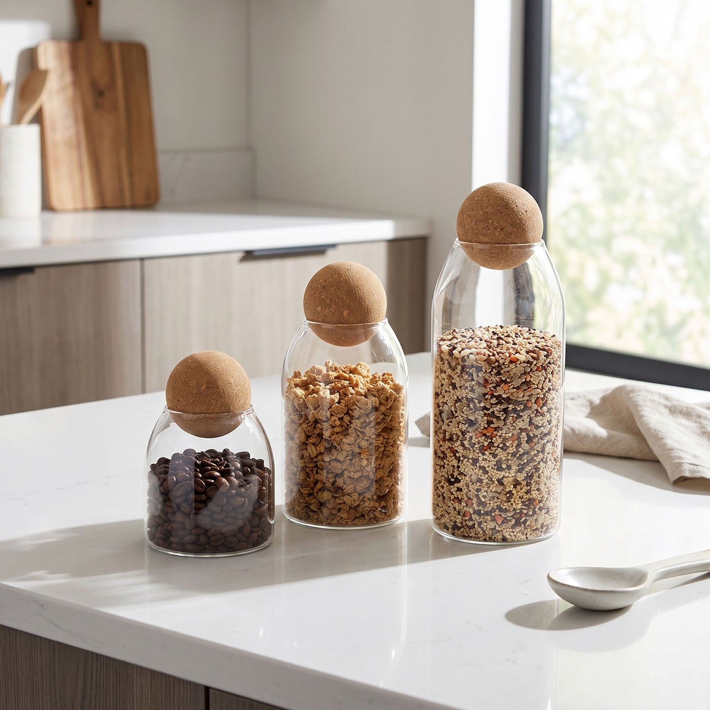 Glass Storage Jar with Cork Ball Lid