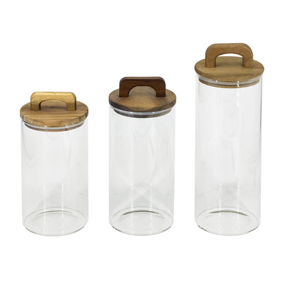 Glass Storage Jar with Walnut Wood Lid
