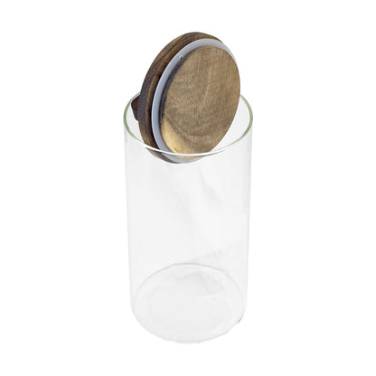 Glass Storage Jar with Walnut Wood Lid