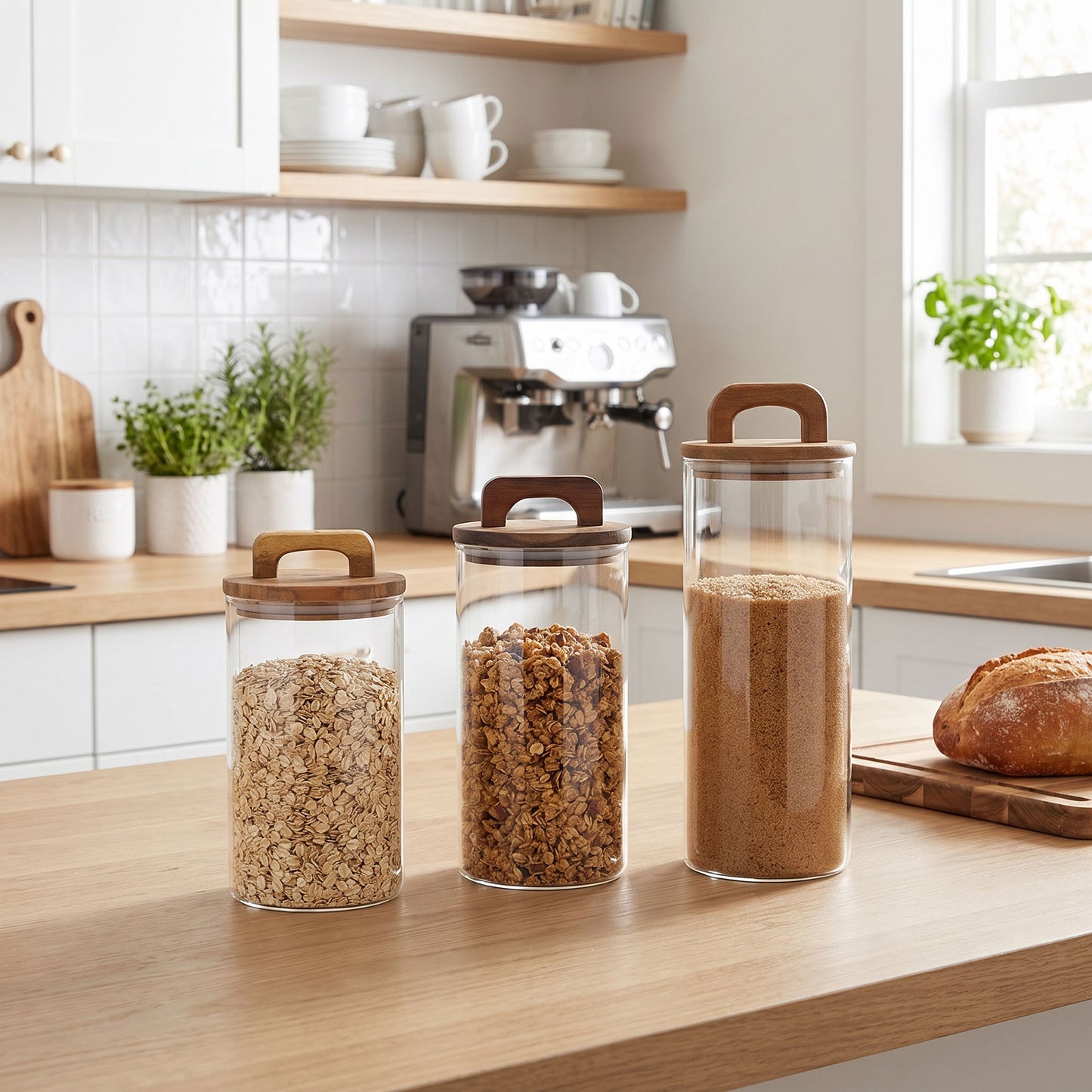 Glass Storage Jar with Walnut Wood Lid