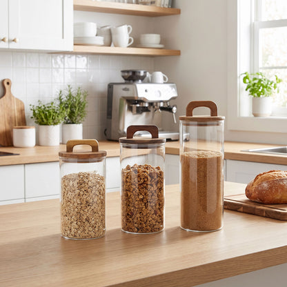 Glass Storage Jar with Walnut Wood Lid