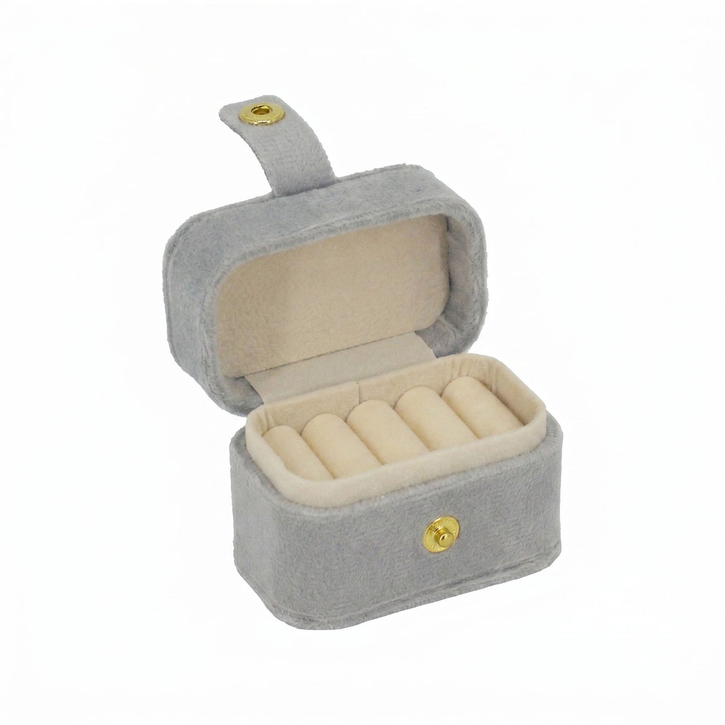 Gray Velvet Portable Jewelry Organizer Storage Case