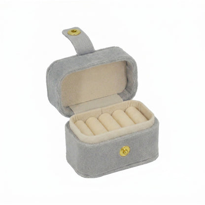 Gray Velvet Portable Jewelry Organizer Storage Case