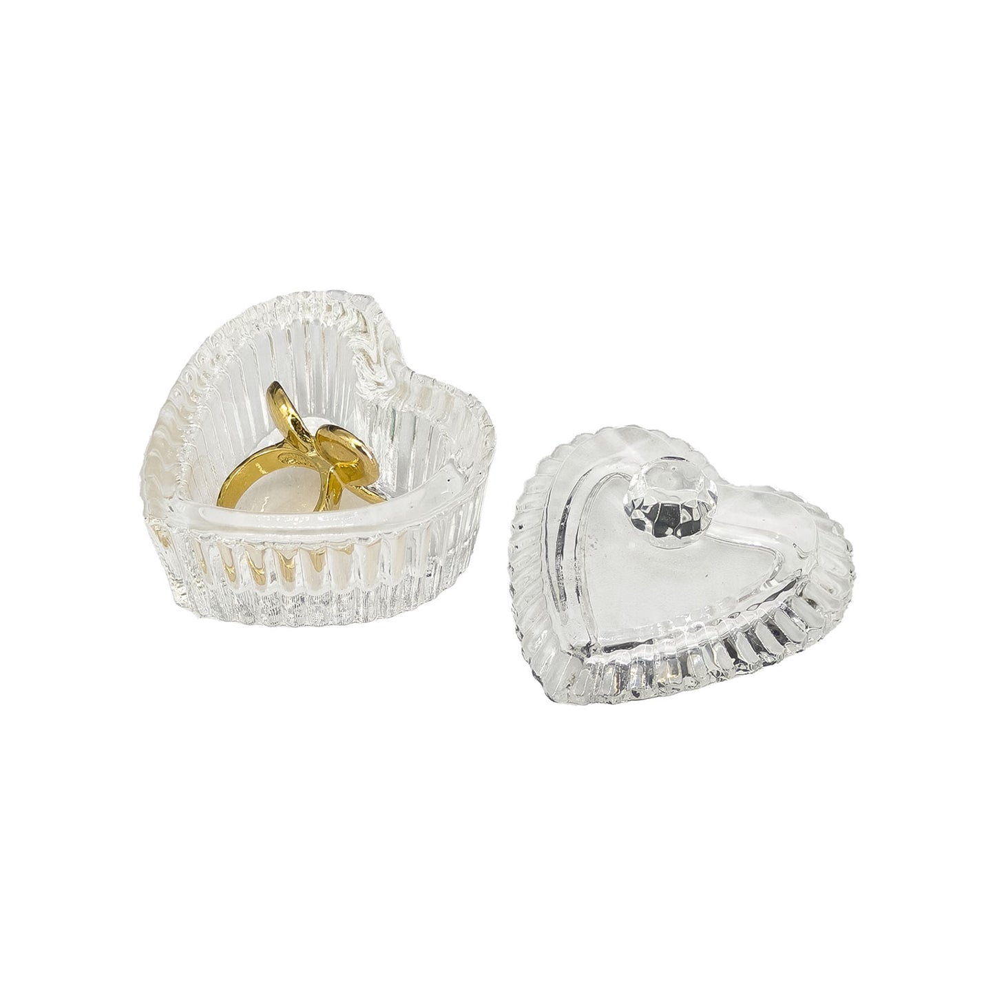 Heart-Shaped Glass Ring Jar with Lid