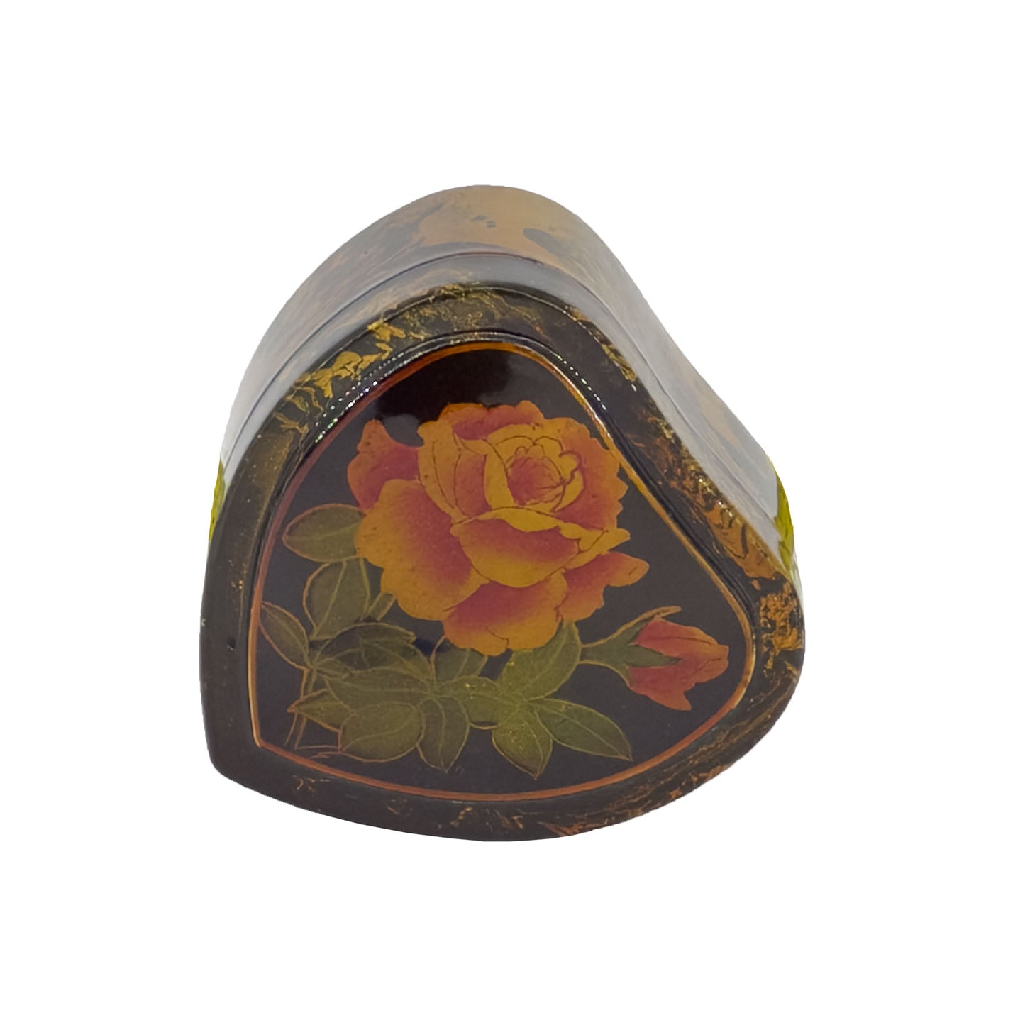Heart-Shaped Lacquer Trinket Box with Rose Design