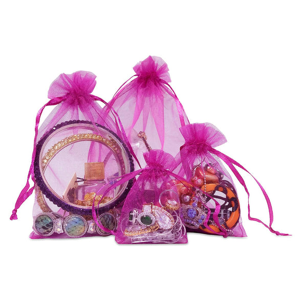 Hot Pink Organza Drawstring Pouches