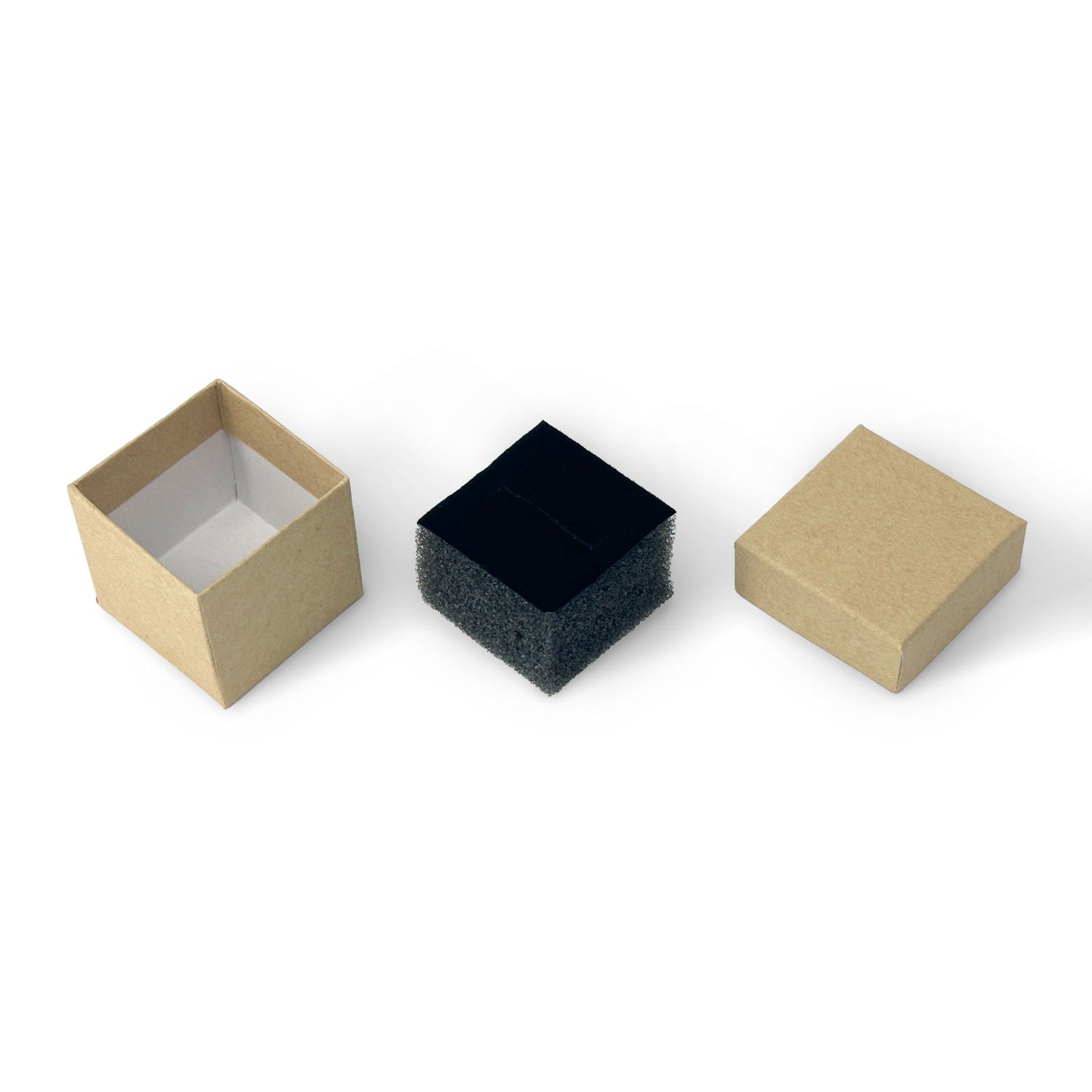 5 7/16" x 3 15/16" Kraft Necklace Paper Box with Black Foam Insert