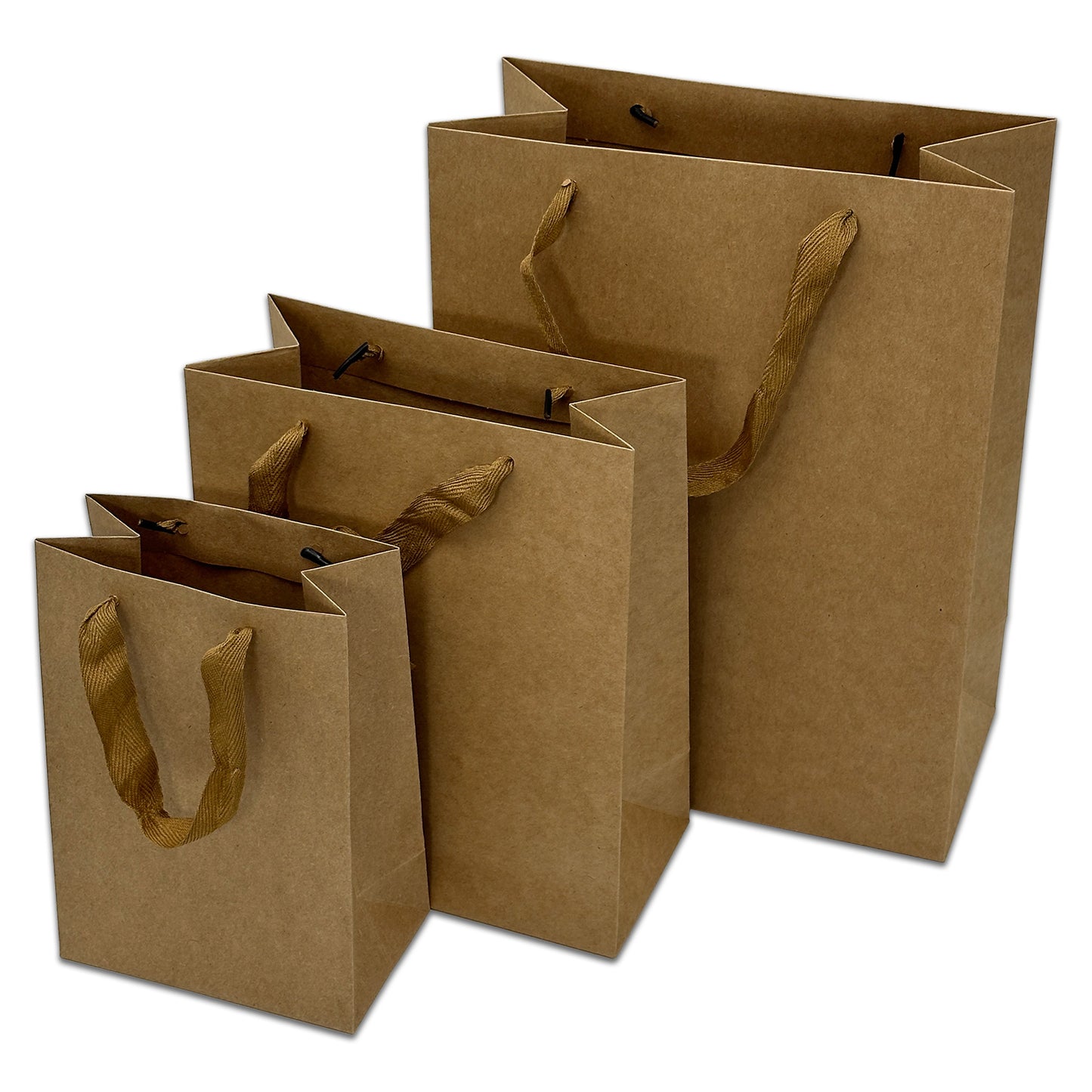 8" x 5 1/2" x 3" Kraft Paper Gift Bags with Fabric Handles