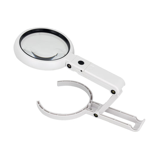 LED Illuminated Handheld and Hands-Free Table Magnifier
