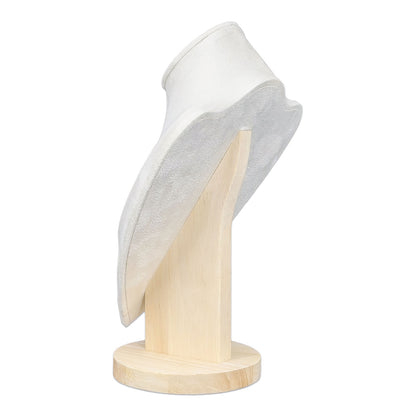 11 1/2" Light Beige Suede Wood Base Necklace Bust Display