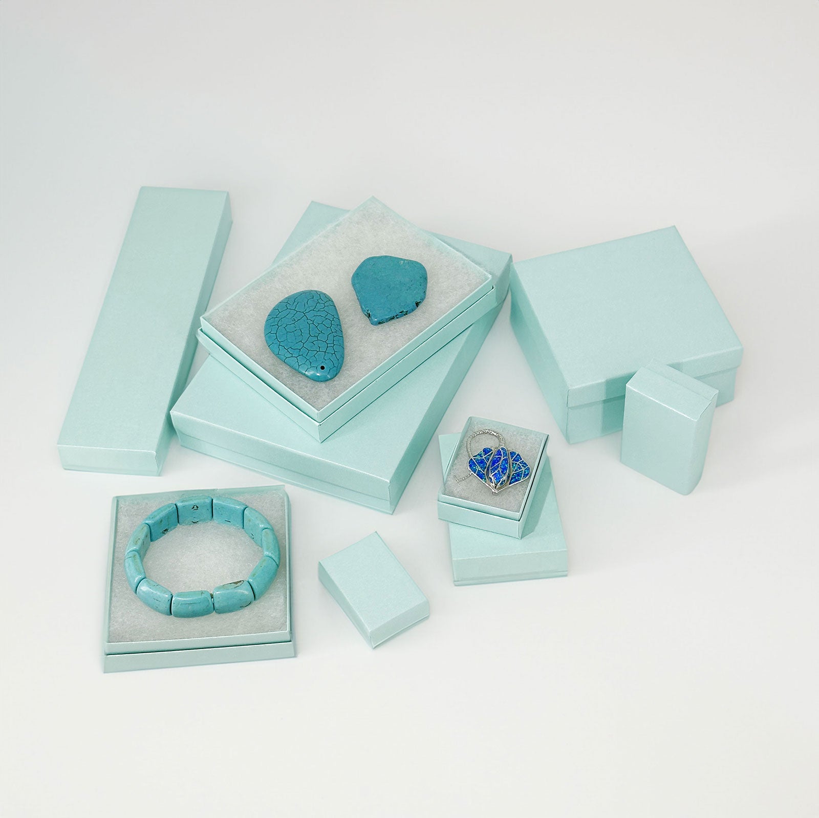 Light Blue Cotton top Filled Jewelry Packaging Gift Boxes