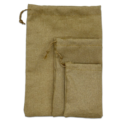 2 3/4" x 3 3/4" Linen Burlap Drawstring Gift Bag Pouches