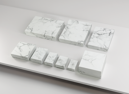 5 7/16" x 3 15/16" x 1" Marble White Cotton Filled Paper Box