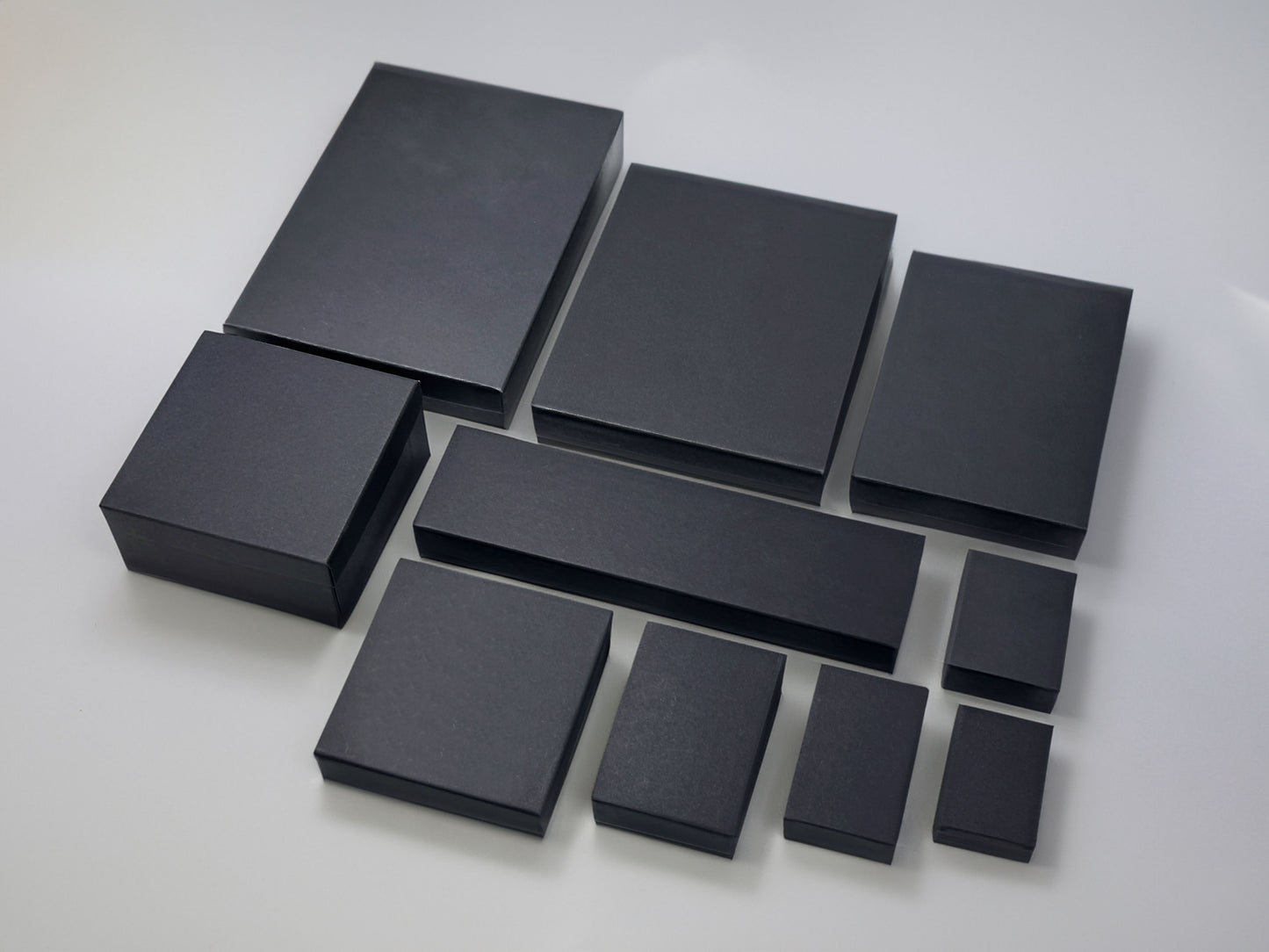 3 3/4" x 3 3/4" x 2" Matte Black Cotton Filled Jewelry Boxes