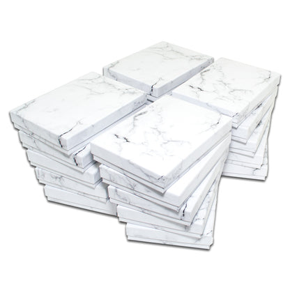 5 7/16" x 3 15/16" x 1" Marble White Cotton Filled Paper Box