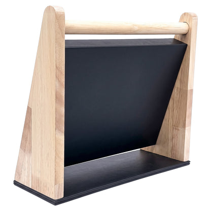 Natural Light Oak Wood and Black Leatherette Ring Jewelry Display Stand