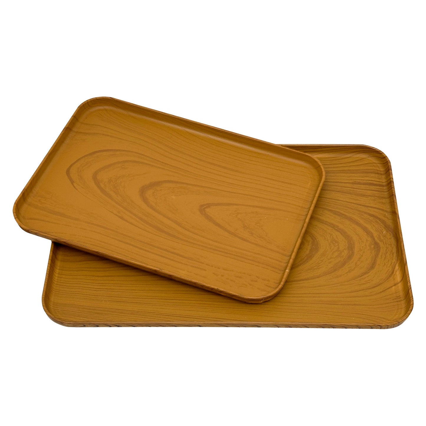 12" x 8 1/2" Natural Oak Woodgrain Texture Plastic Serving Tray