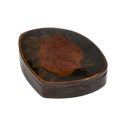 Nested Clam-Shaped Lacquer Trinket Box Set with Floral Design