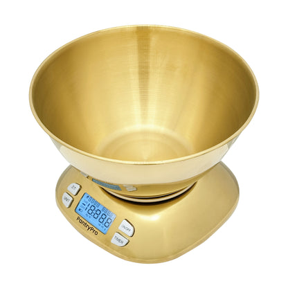 Gold PantryPro 12 lb Capacity Stainless Steel Digital Kitchen Scale with Bowl