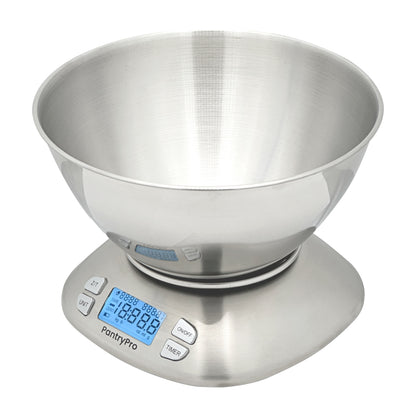 PantryPro 12 lb Capacity Stainless Steel Digital Kitchen Scale with Bowl