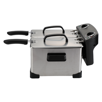 PantryPro 4 Liter Stainless Steel Dual-Tank Electric Deep Fryer